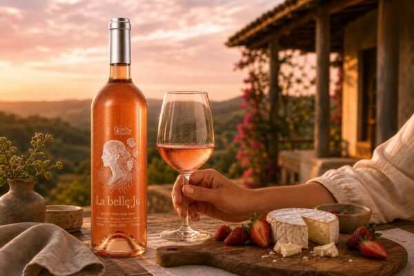 Tábua de brie e morangos com La belle Ju