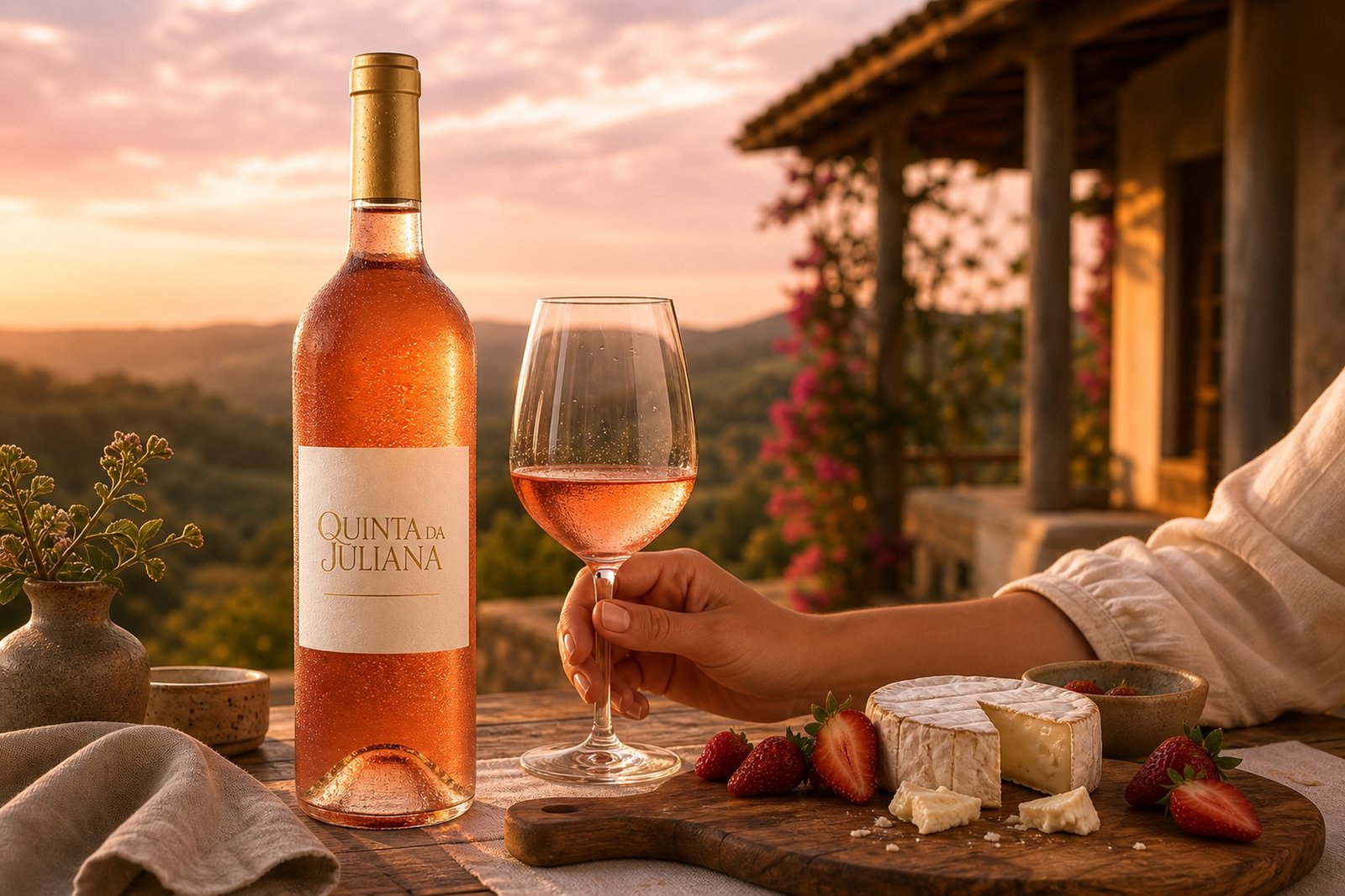 Tábua de brie e morangos com La belle Ju