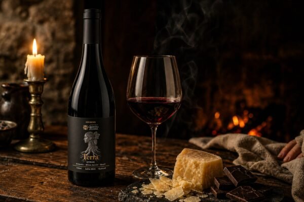 Parmesão e chocolate 70% com Syrah Terra